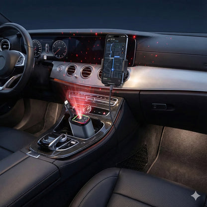 Chargeur Voiture 4-en-1 Rétractable avec Éclairage Starlight | Charge Rapide PD