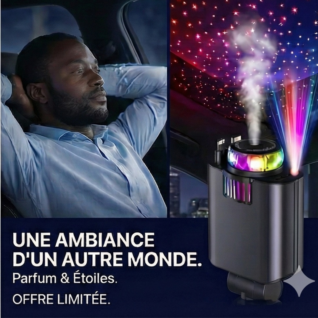 Chargeur de Voiture 5-en-1 Rétractable – Purificateur d’Air, Humidificateur & Ambiance LED