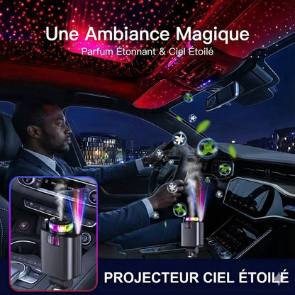 Chargeur de Voiture 5-en-1 Rétractable – Purificateur d’Air, Humidificateur & Ambiance LED