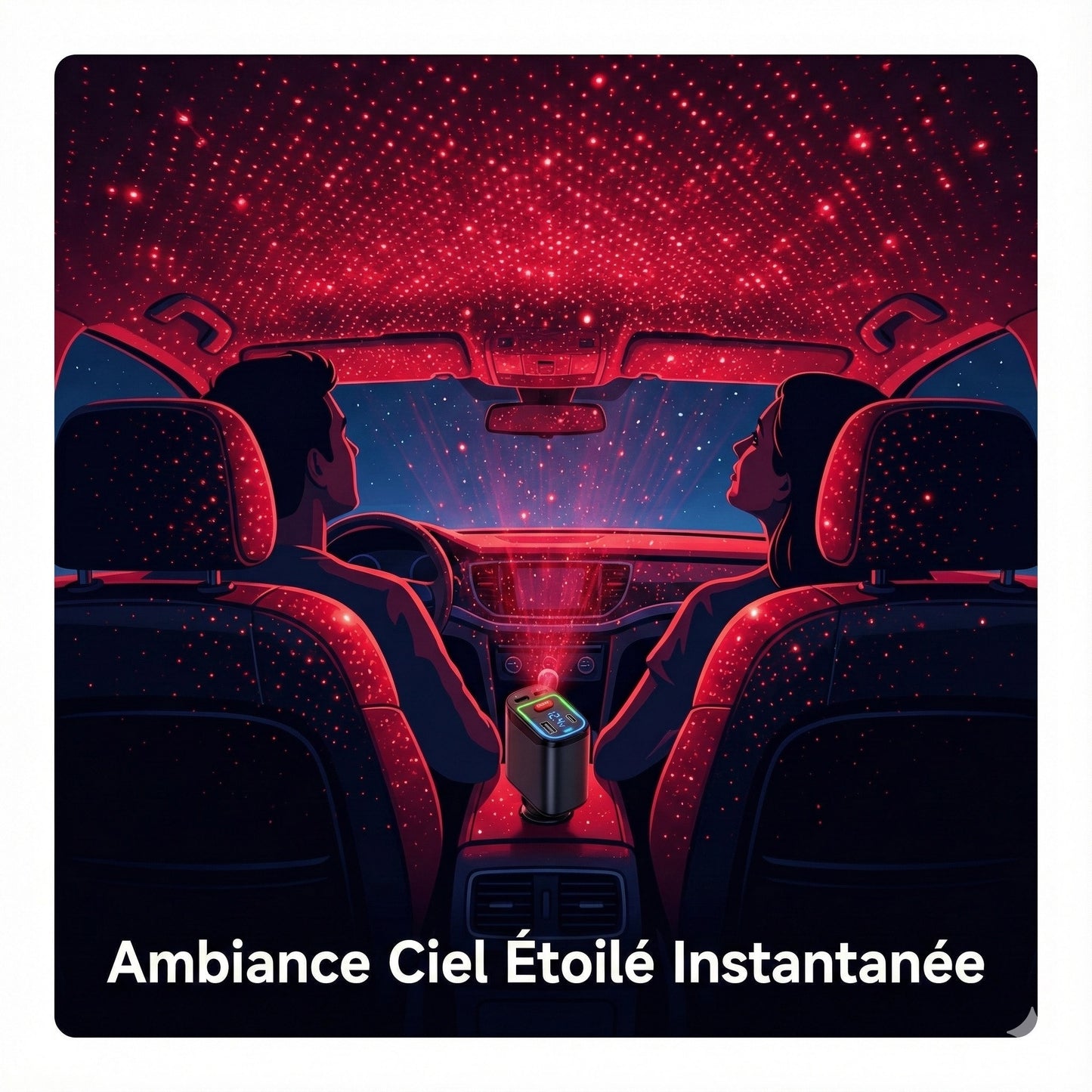 Chargeur Voiture 4-en-1 Rétractable avec Éclairage Starlight | Charge Rapide PD