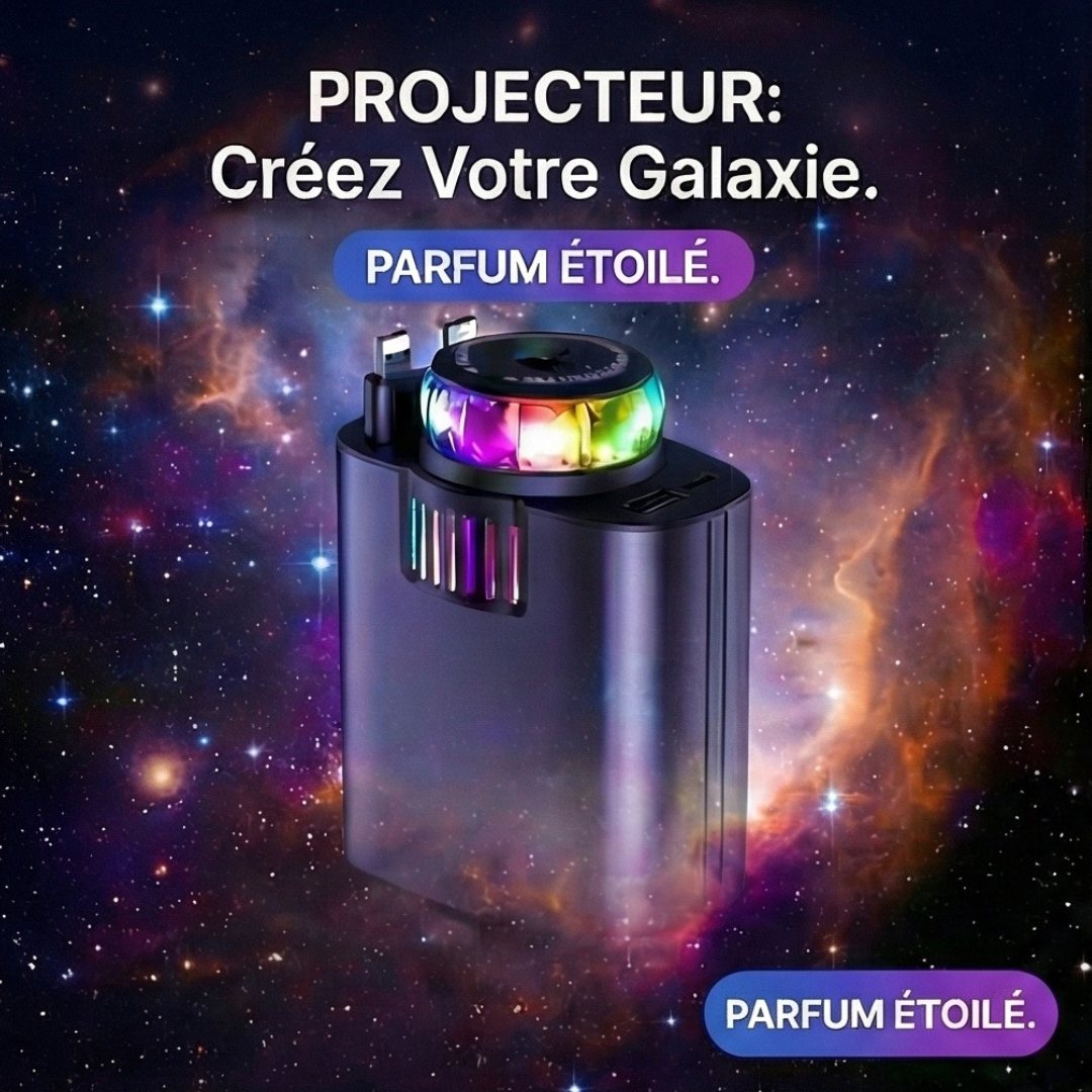Chargeur de Voiture 5-en-1 Rétractable – Purificateur d’Air, Humidificateur & Ambiance LED