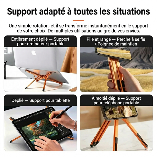 Support Magnétique Elite 3-en-1 : Smartphone, Tablette & Ordinateur