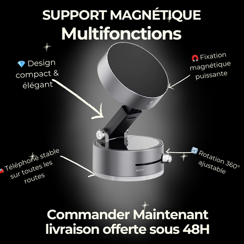 Support Magnétique de Téléphone Rotatif à 360° – Premium